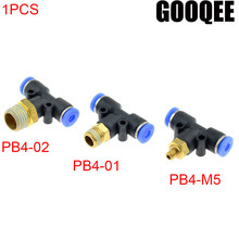1pcs PB-4 T Shape M5 1/8" 1/4" BSPT Male Thread 4mm OD Hose Tube Push in Pneumatic Pipe Fitting Gas Quick Fittings Air Connector 2024 - buy cheap