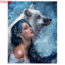 Full Square Diamond Embroidery Beauty and wolf 5D Diamond Mosaic Cross Stitch DIY Painting Rhinestones Home Decor Accessories 2024 - buy cheap