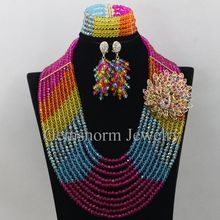 Conjunto de joias africanas multicoloridas, fantasia de cristal para mulheres, colar de natal, frete grátis wa125, 2024 - compre barato