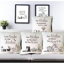 Creative Kitchen Letter Print Custom Linen Decorative Cushion Covers  For Sofa Chair Home Decor Throw Pillow Covers 2024 - buy cheap