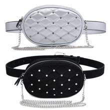 Mihaivina Hight Quality Waist Bag Women Waist Packs Belt Bag Luxury Chain Shoulder Bags Fashion PU Leather Velvet Chest Handbag 2024 - buy cheap