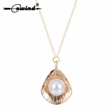 Cxwind Fashion Imitation Pearls Pendant Necklace Simple Sea Shell Necklace Jewelry Charm Bohemia Necklace Women collares 2019 2024 - buy cheap