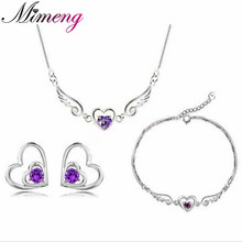 100% Silver 925 AAA Jewelry Sets for Women Heart Necklace+Earring+Bracelet Solid Silver Free Shipping SS015 2024 - buy cheap