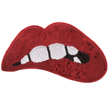 2022 New Red Lips Sequined Sew on Patches for Clothes T-shirt Large Mouth Sequins Embroidered Patch Applique Sewing DIY badges 2024 - buy cheap