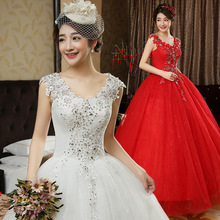 Appliques Lace with Beading Crystal Party Dresses 2018 Lace Up Floor-length Bridal Bandage adjustable Gowns Vestido De Novia 2024 - buy cheap