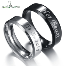 Nextvance 6mm Her Beast His Beauty Ring 316L Stainless Steel Letter Couple Rings Engagmen Wedding Gift Promise Jewelry 2024 - buy cheap