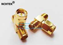 NCHTEK Golden Plated T Type SMA RF Adapter Male Plug to Dual Female Jack Coaxial Connector/Free Shipping/10PCS 2024 - buy cheap