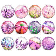 10pcs/lot New Mixed Snap Jewelry Purple lavender Print Glass Cabochon Fit 18mm Glass Snap Buttons For DIY Snap Bracelet ZB313 2024 - buy cheap
