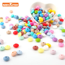 Keep & grow-Cuentas de silicona para bebés, abalorios de Ábaco de 12mm con forma de lenteja, productos sensoriales para bebés, collar de dentición masticable DIY, cuentas de juguete, 100 Uds. 2024 - compra barato