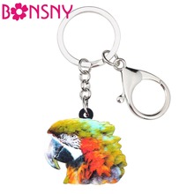 Bonsny Acrylic Tropic Parrot Bird Key Chains Keychains Ring Jungle Animal Jewelry For Women Girls Handbag Car Purse Charms Gift 2024 - buy cheap