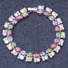 New Arrival !Top Quality Luxury Multicolor Zircon Crystal Gold Colour Fashion jewelry Bracelet Femme S088 2024 - buy cheap