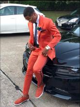 Latest Coat Pant Designs Orange Men Suit Casual Slim Fit 2 Piece Tuxedo Tailor Groom Prom Party Blazer Masculino Jacket+Pant New 2024 - buy cheap