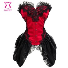 Red And Black Overbust Waist Trainer Corsets Plus Size Corset Dress Steampunk Gothic Clothing Sexy Burlesque Costumes For Women 2024 - buy cheap