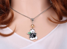 Enamel Panda Necklace Pendant Glass Bead Choker Collar Chain Vintage Silver Charms For Women Jewelry DIY Accessories Gifts  A403 2024 - buy cheap