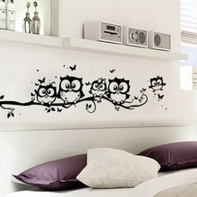 Cartoon Owls On The Tree Wall Sticker Vinyl Art Decals Butterflies Wall Stickers For Kids Rooms Baby Bedroom Home Decor Mural 2024 - buy cheap
