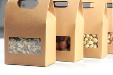 10*15.5*6 cm 300 pcs Qualidade de embalagem Sacos de papel Kraft Stand Up saco de Comida Quadrado caixa de janela de nozes/Chá/Bolo/Cookies/sacos de Café 2024 - compre barato