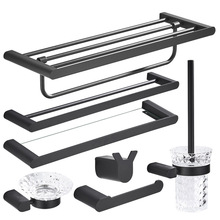 Toallero de acero inoxidable 304 nórdico, conjunto de accesorios de baño Shlef, soporte de papel higiénico montado en la pared, Caddy de ducha mate negro 2024 - compra barato