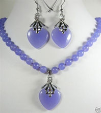 FREE shipping> >>>>>New Jewelry Purple Natural stone Necklace heart-shaped pendant Earring set 2024 - buy cheap