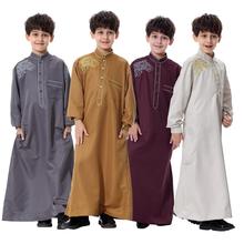 Рамадан мальчик арабский халат Дети с длинным рукавом juba тюбэ Emboridery Saudi Мусульманский Исламский Одежда тюбэ кафтан платье Ближний Восток 2024 - купить недорого