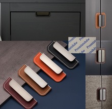 2Pcs/Lot Zinc Leather Recessed Mortised Finger Pull Furniture Closet Cupboard Cabinet Drawer Orange Black 2024 - buy cheap