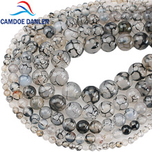 CAMDOE DANLEN Natural Stone Black Dragon Vein Agates Round Beads 4 6 8 10 12MM Fit DIY Man Woman For Jewelry Making Accessories 2024 - buy cheap