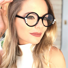 Cubojue-gafas redondas con perlas para mujer, monturas de gafas a la moda para miopía óptica 2024 - compra barato