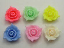 50 Mixed Pastel Color Acrylic Flower Beads Charms 20mm Flat Back 2024 - buy cheap