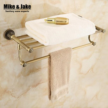 Whole brass towel shelf Antique brass bath towel rack Active bath towel rack bathroom cloth  holder Antique Double towel shelf 2024 - buy cheap