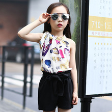 girls clothing sets 2019 Summer kids clothes children clothing set fashion vest+shorts two-piece suits girls clothes age 4-15Y 2024 - buy cheap
