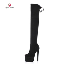 Original Intention Super High Heels New Women Over the Knee Boots Sexy Platform Flock Boots Winter Shoes Woman US Size 3-9.5 2024 - buy cheap