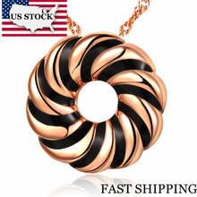 US STOCK 15%Off Rose Gold Color Necklace Pendant Black White Round Pendant Necklace Jewelry Women Gift Uloveido N681 2024 - buy cheap
