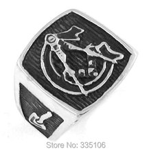 Бесплатная доставка! Классическое масонское кольцо из нержавеющей стали, ювелирные изделия, символ масонской, байкерское мужское кольцо, SJR0163 2024 - купить недорого
