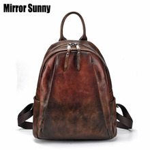 Genuine Leather Backpack Retro Head Layer Cowhide Leather Women Backpack Female Shoulder Bag School Bag for Teenage Girl Daypack 2024 - buy cheap