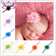 Nishine 20 Colors Mini Chiffon Flower Kids Headbands Elastic Newborn Hair Bands Solid Color Girls Head Hair Accessories 2024 - купить недорого