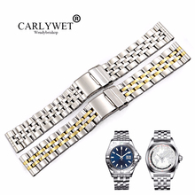 Carlywet-pulseira de aço inoxidável 22 24mm, prateada, duas cores, dourada, substituição para super oce1884 seiko panerai 2024 - compre barato