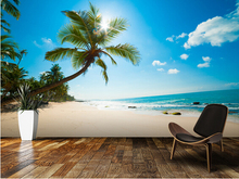 Papel tapiz de naturaleza personalizado, murales de pared 3D de playa Tropical para sala de estar, Cocina, Restaurante, Fondo de pared, impermeable 2024 - compra barato