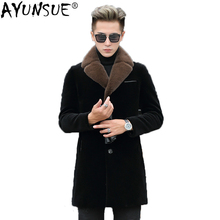 Ayunsuit-abrigo de piel auténtica para hombre, ropa de invierno con cuello de piel de visón de oveja vaporosa, chaqueta de plumón de lana, ML-DAF98003 KJ1189 2024 - compra barato