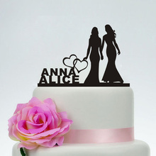 Personalized Wedding Gay Cake Topper - Same Sex Wedding,Two Bride Wedding Cake Topper, custom Lesbian Wedding Decoration 2024 - buy cheap