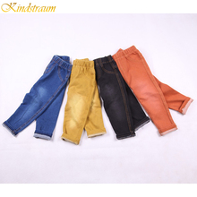 Kindstr3 calças jeans infantis 4 cores, primavera verão, estilo jeans, moda, calças de algodão, para bebês, meninos, meninas, mc117 2024 - compre barato