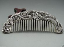 5.0"Collectibles Handwork Tibet - Silver Dragon phoenix Wonderful Comb 2024 - buy cheap