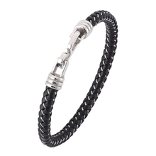 Novo design fio de couro mix pulseira trançada para homens jóias femininas na moda s. fivela de aço senhoras pulseiras masculino pulseira sp0380 2024 - compre barato