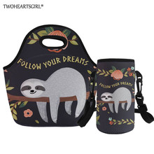 Twoheartsgirl térmica isolado bonito sloth impressão sacos de almoço para mulheres crianças saco térmico lancheira comida piquenique sacos tote bolsas 2024 - compre barato