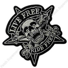 3.9" LIVE FREE RIDE FREE Chopper Outlaw MC Embroidered Motorcycle Biker Vest Patch IRON ON Badge emblem Jacket 2024 - buy cheap
