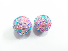 ¡El más nuevo! 20mm 100 unids/lote rosa/púrpura/azul resina mixta Bola de diamantes de imitación de perlas grueso para niños de fabricación de la joyería 2024 - compra barato