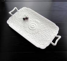 Bandeja de cerámica para servir para alivio de girasol, vajilla rectangular de porcelana decorativa para fruta, pastel y pan, a la moda 2024 - compra barato