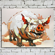 Canvas Painting Handpainted Cuardros decoracion Pictures Modern Wall Art On Canvas Animal Pig Oil Painting Pig For Room Decor 2024 - buy cheap