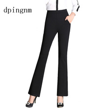 Calça feminina com sino branco, nova versão coreana de calça casual de cintura alta para outono 2024 - compre barato