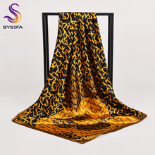 [Bysifa] cachecol feminino de seda, cachecol grande e quadrado de cetim preto, dourado e seda, primavera e outono, cabeça do pescoço, hijab 2024 - compre barato