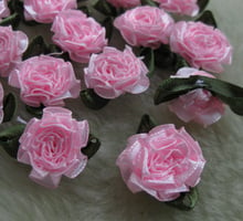 10pcs PINK Color Satin Ribbon Bows Flowers Carnation Appliques sewing/craft/wedding lots 2024 - buy cheap