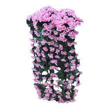 Висячие Цветы искусственные фиолетовые цветы Настенная Корзина глицинии висячая гирлянда лоза цветы искусственные шелковые орхидеи T 2024 - купить недорого